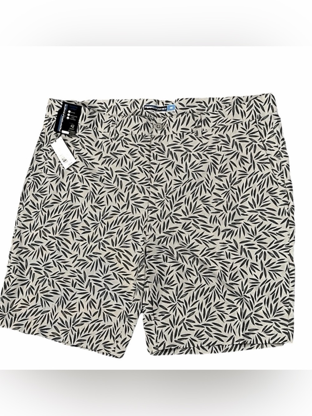 NEW ROUNDTREE & YORKE PERFORMANCE GOLF SHORTS MEN'S 42 FLORAL LEAVES GREY